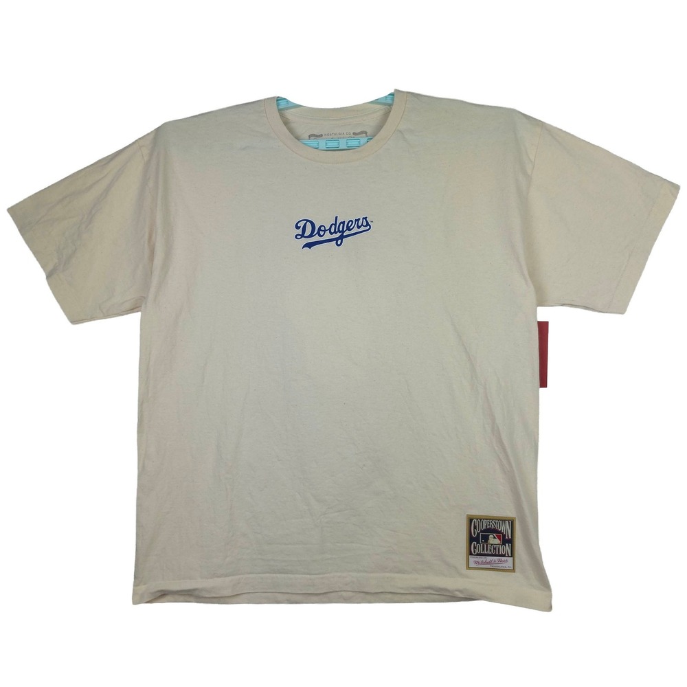 LA Dodgers Mitchell & Ness MLB XL XLarge Shirt Locker Room Art on Back Cream NWT